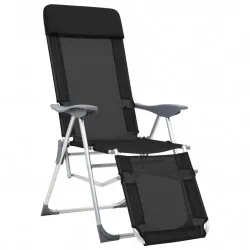 Сгъваеми къмпинг столове с опори за крака 2 бр черни textilene