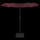 Чадър с двоен покрив и LED светлини, бордо червен, 316x240 см