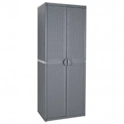 Градински шкаф за съхранение, сив, 65x45x172 см, PP ратан