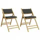 Сгъваеми бистро столове 2 бр тъмносиви възглавници бамбук