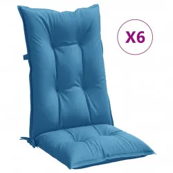 Възглавници за столове 6 бр меланж сини 120x50x7 см плат