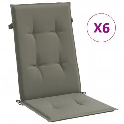 Възглавници за стол 6 бр меланж тъмносиви 120x50x4 см плат