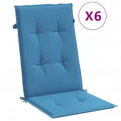 Възглавници за стол 6 бр меланж сини 120x50x4 см плат