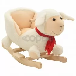 Люлееща се овца с плюшена облегалка, 60x32x50 см, бяла
