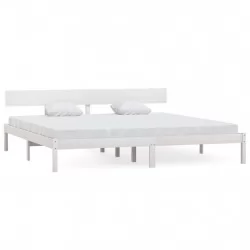 Рамка за легло, бяла, бор масив, 180x200 см, UK Super King