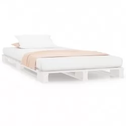 Легло от палети, бяло, 75x190 см, бор масив, 2FT6 Small Single