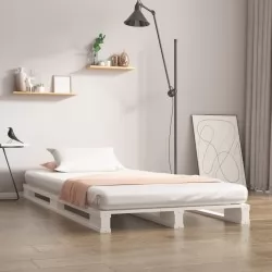 Легло от палети, бяло, 75x190 см, бор масив, 2FT6 Small Single