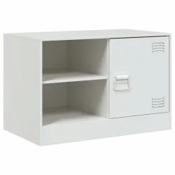 ТВ шкаф, бял, 67x39x44 см, стомана