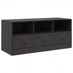 ТВ шкаф, черен, 99x39x44 см, стомана