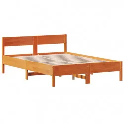 Рамка за легло с табла, восъчнокафяв, 120x190 см, бор масив