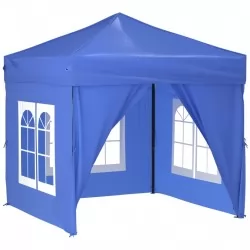 Сгъваема парти палатка със странични стени, синя, 2x2 м