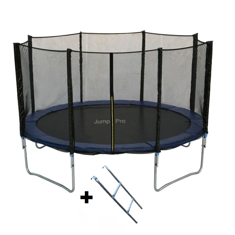 Jump Pro градински батут 4,57 м (15ft) син с мрежа и стълба