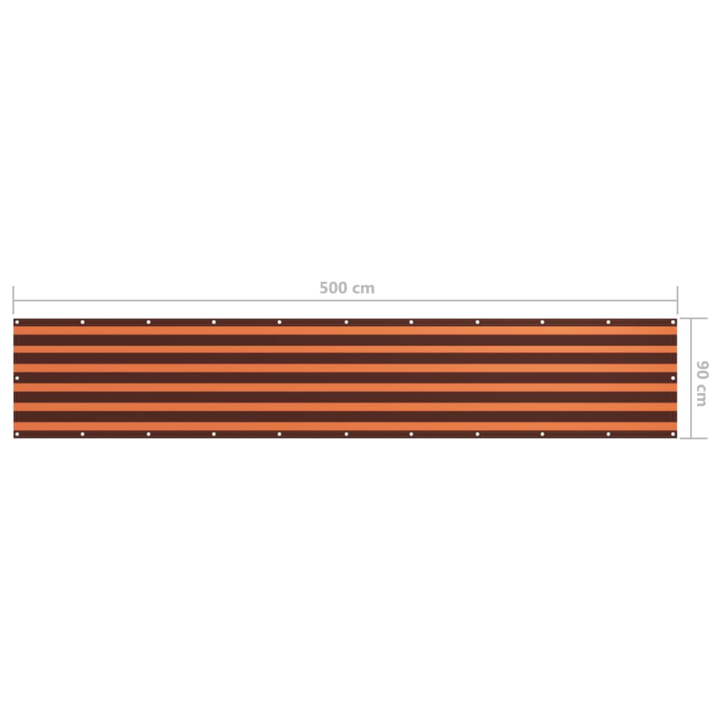 Балконски параван, оранжево и кафяво, 90x500 см, оксфорд плат