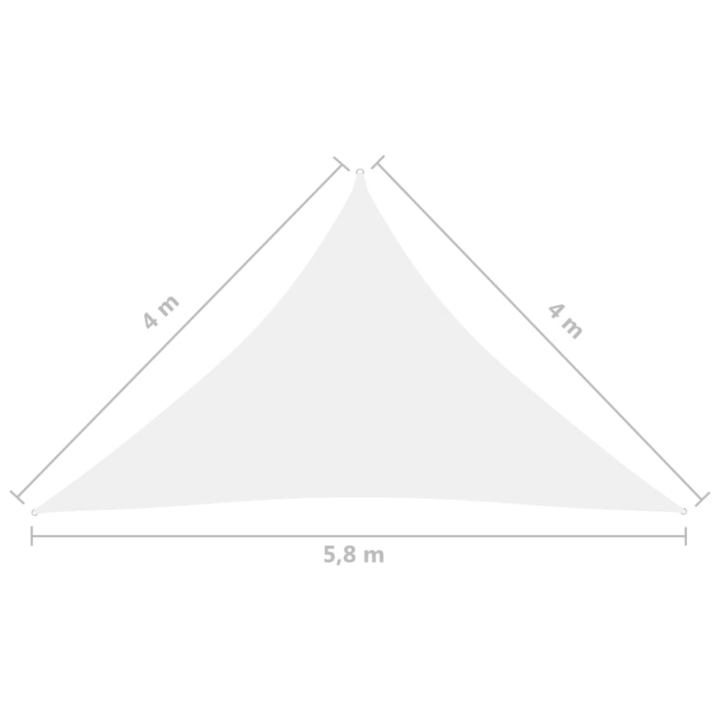 Слънцезащитно платно, Оксфорд плат, триъгълно, 4x4x5,8 м, бяло
