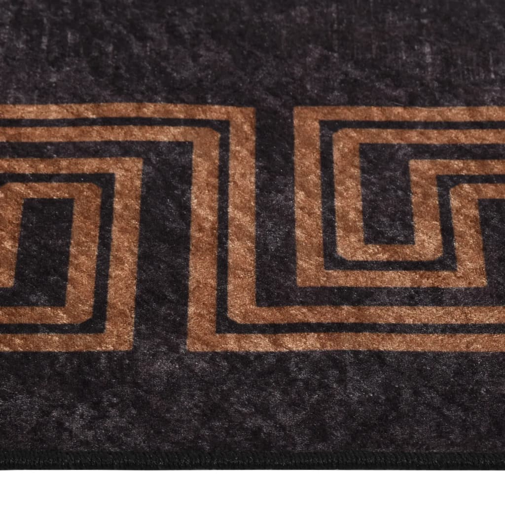 Перящ се килим, черно и златисто, 400x300 см, противоплъзгащ