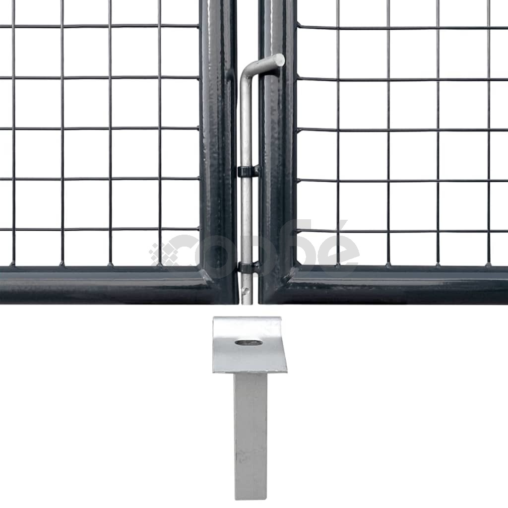 Мрежеста градинска врата, поцинкована стомана, 400x200 см, сива