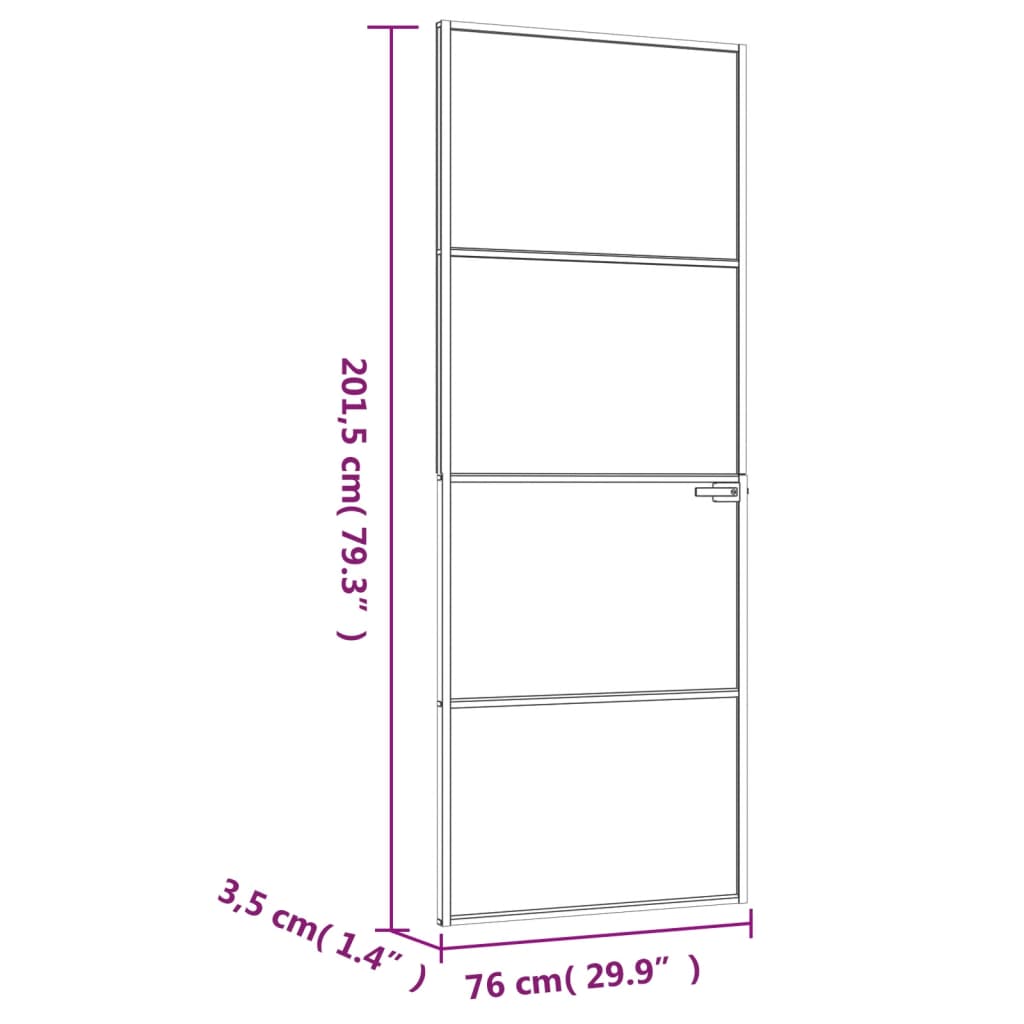 Интериорна врата черна 76x201,5 см закалено стъкло и алуминий