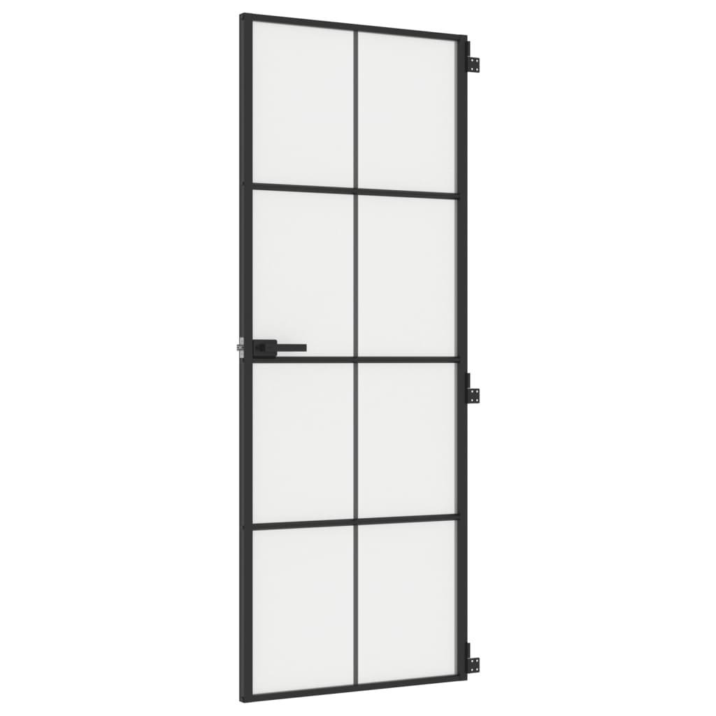 Интериорна врата черна 76x201,5 см закалено стъкло и алуминий