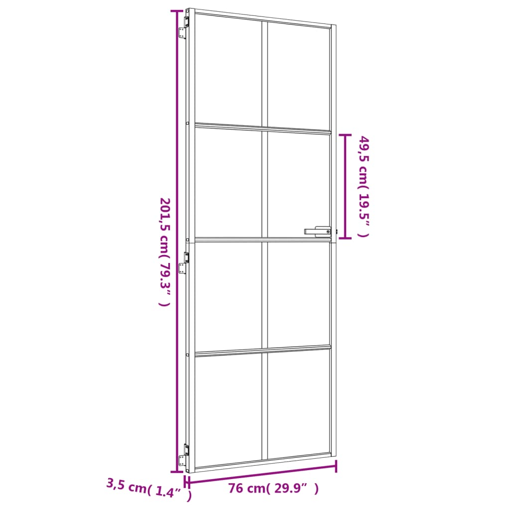 Интериорна врата златиста 76x201,5 см закалено стъкло алуминий
