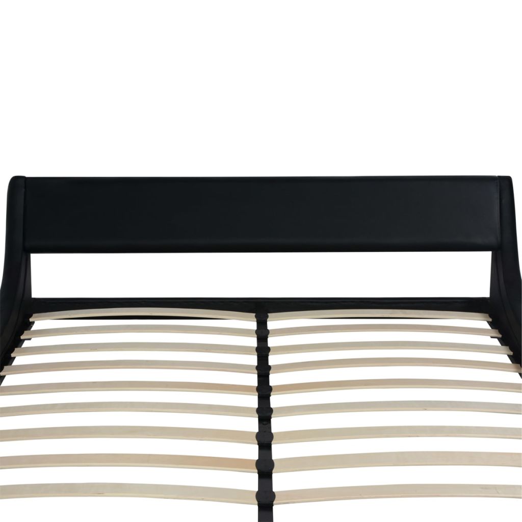 Легло с мемори матрак, черно, изкуствена кожа, 160x200 cм