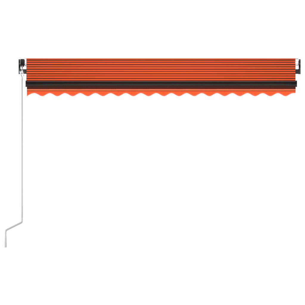 Ръчно прибиращ се сенник с LED, 400x350 см, оранжево и кафяво