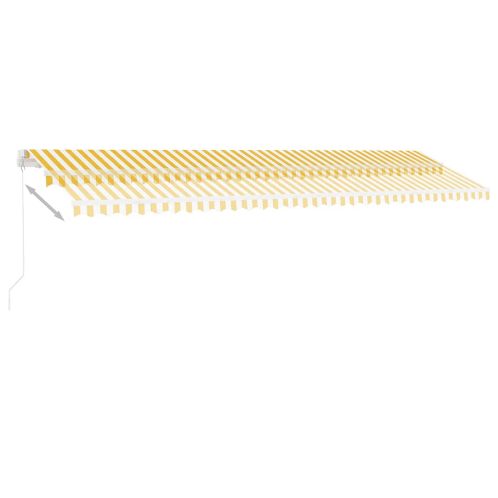 Свободностоящ ръчно прибиращ се сенник, 600x300 см, жълто/бяло