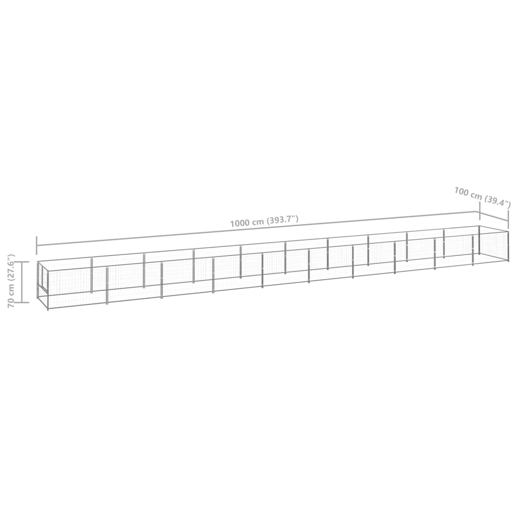 Клетка за кучета, сива, 10 м², стомана
