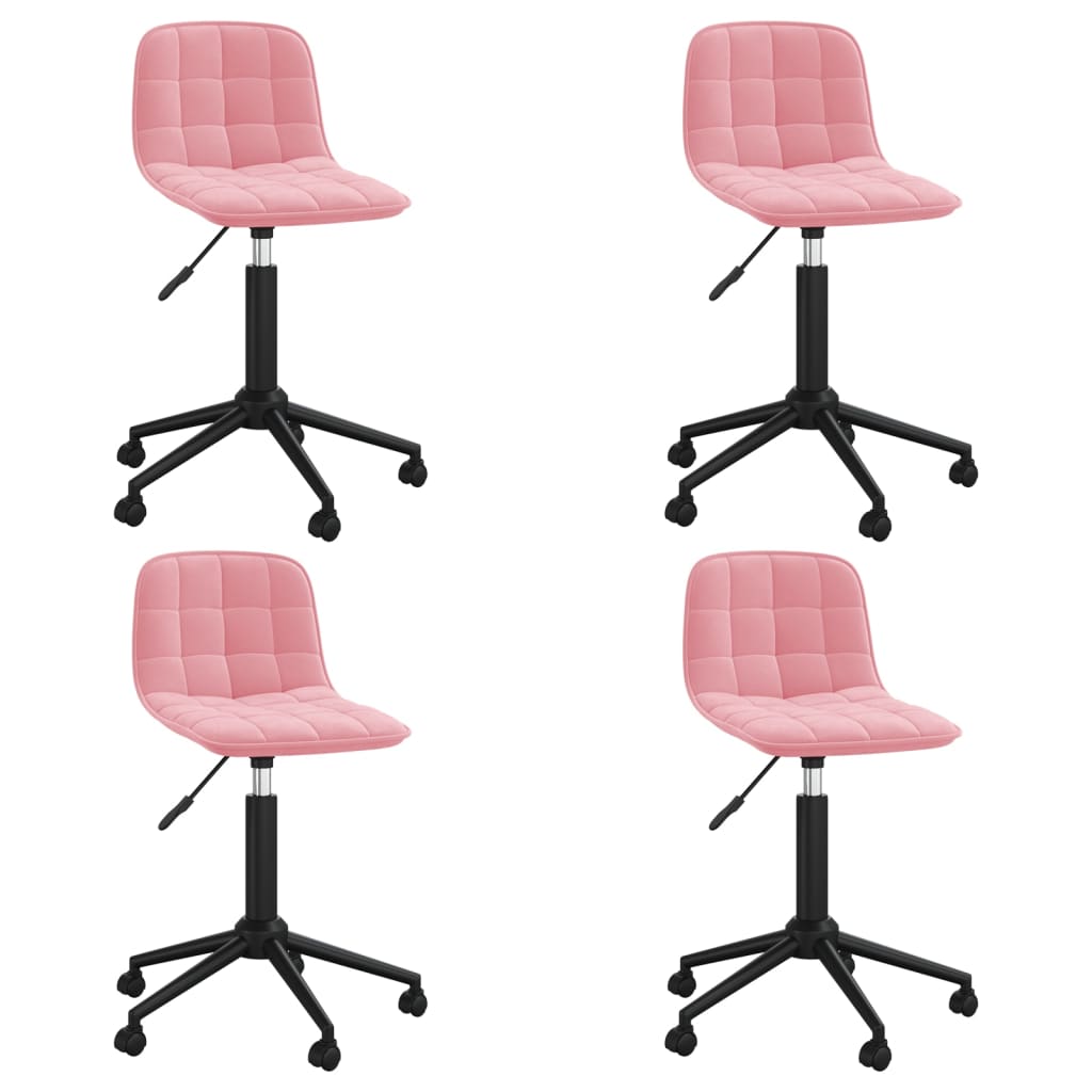 Въртящи се трапезни столове, 4 бр, розови, кадифе