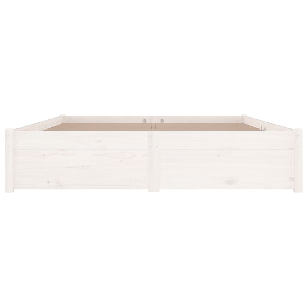 Рамка за легло с чекмеджета, бяла, 200x200 см