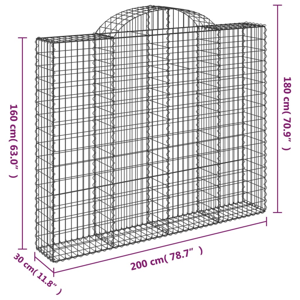 Габионни кошници арка 8 бр 200x30x160/180 см поцинковано желязо