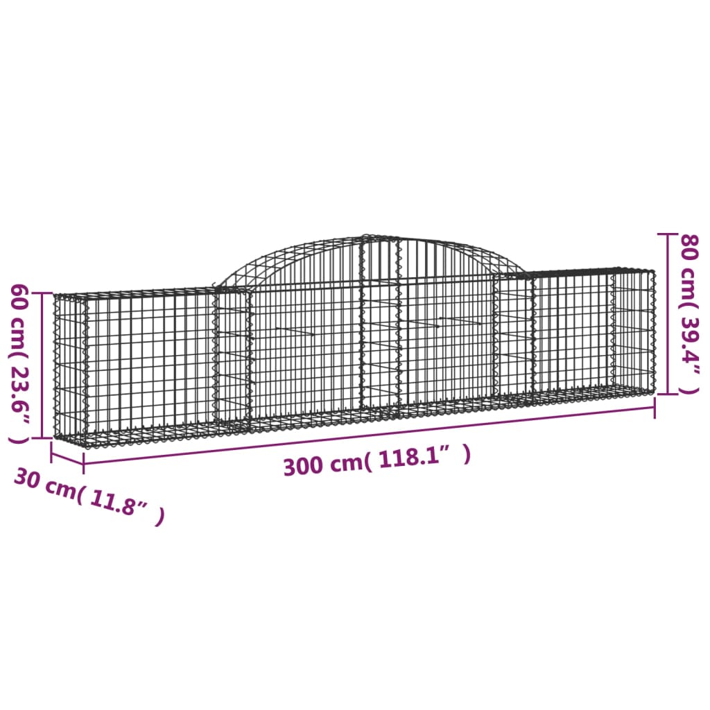 Габионни кошници арка 9 бр 300x30x60/80 см поцинковано желязо