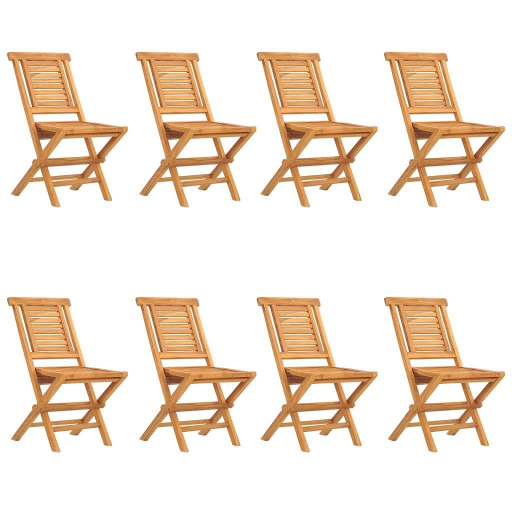 Сгъваеми градински столове, 8 бр, 47x63x90 см, тик масив