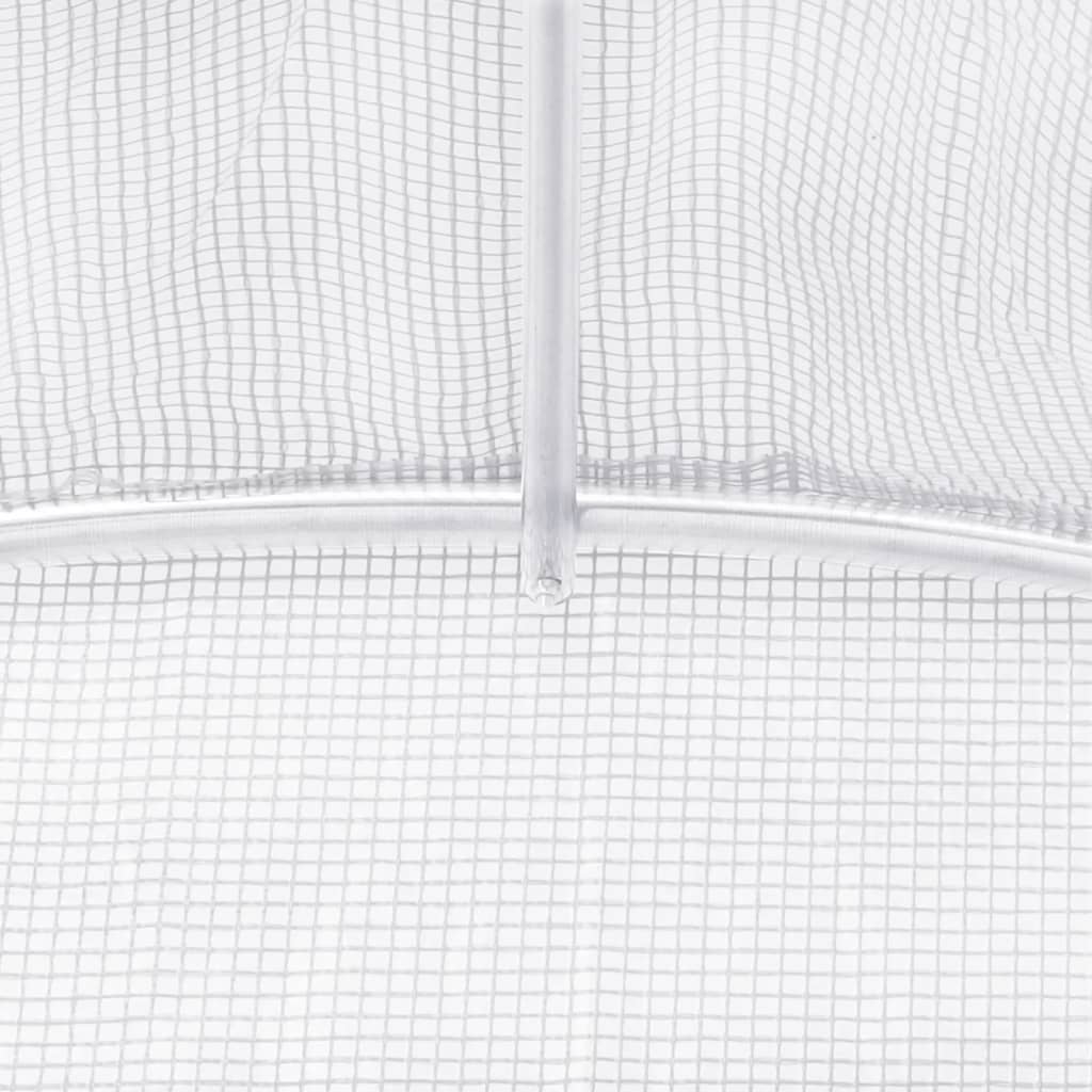 Оранжерия със стоманена рамка бяла 48 м² 12x4x2 м