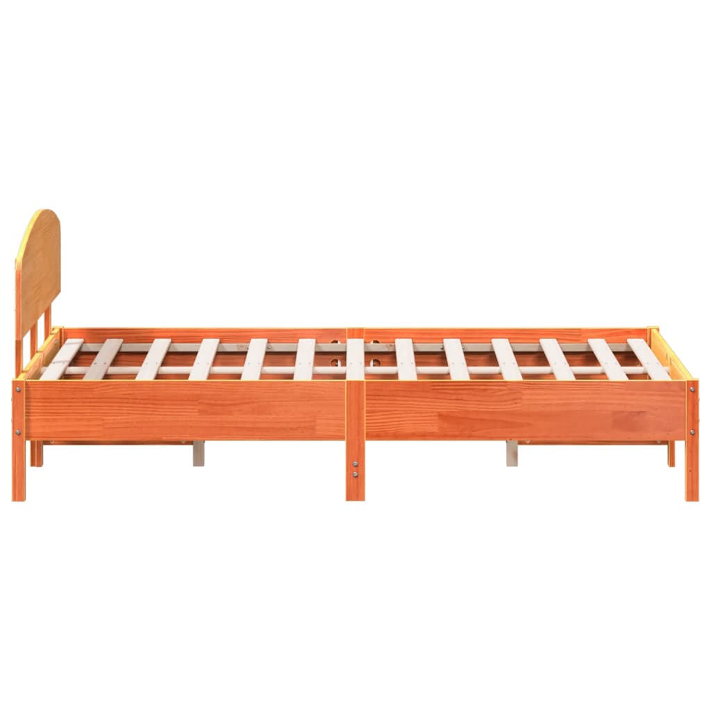 Рамка за легло с табла, восъчнокафяв, 140x200 см, масивно дърво