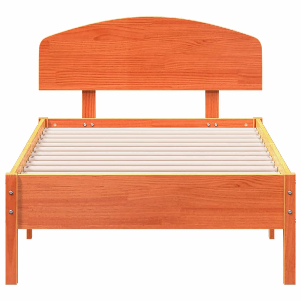 Рамка за легло с табла, восъчнокафяв, 90x190 см, масивно дърво