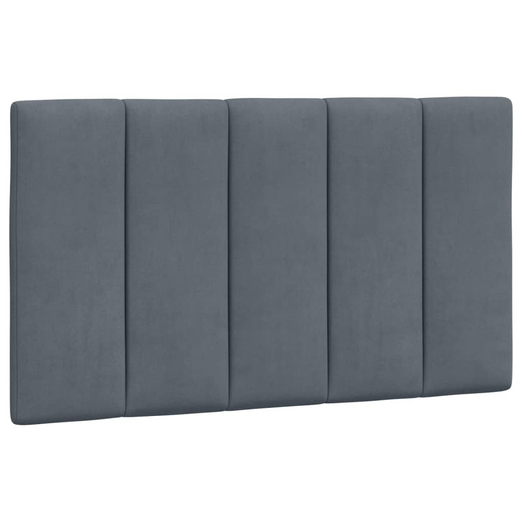 Рамка за легло с табла, тъмносива,90x190 см, кадифе
