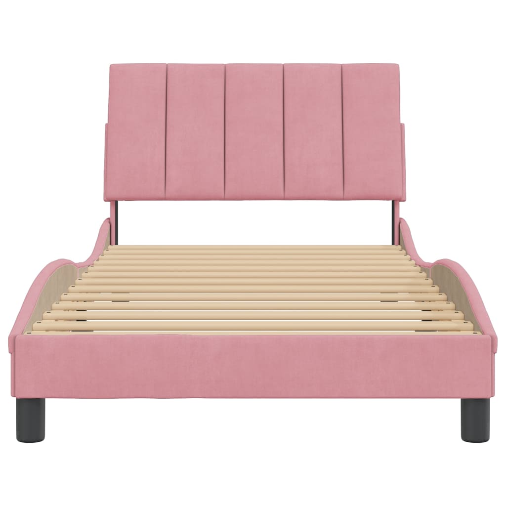 Рамка за легло с табла, розова, 100x200 см, кадифе