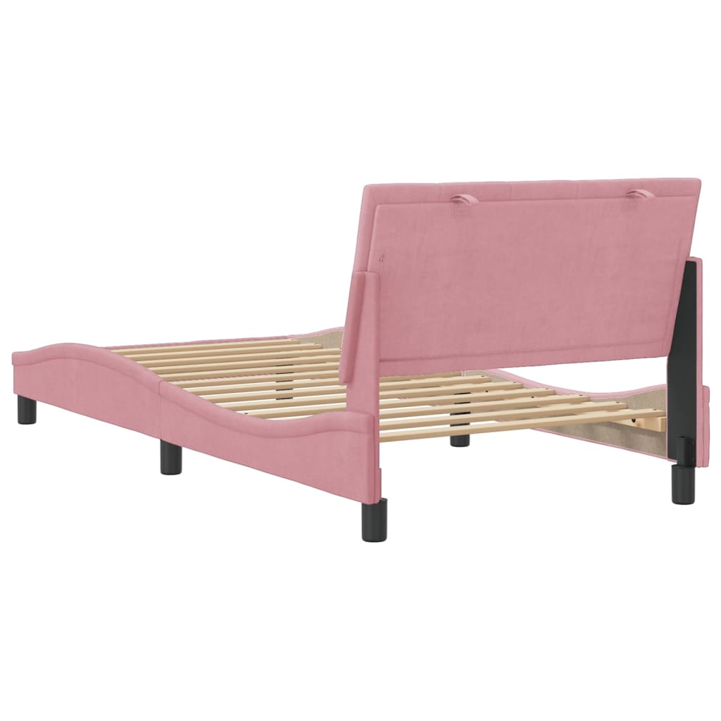 Рамка за легло с табла, розова, 100x200 см, кадифе