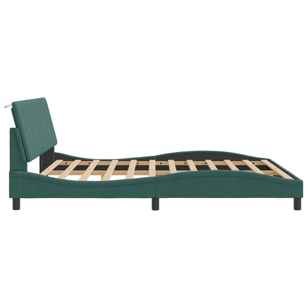 Рамка за легло, тъмнозелена,180x200 см, кадифе