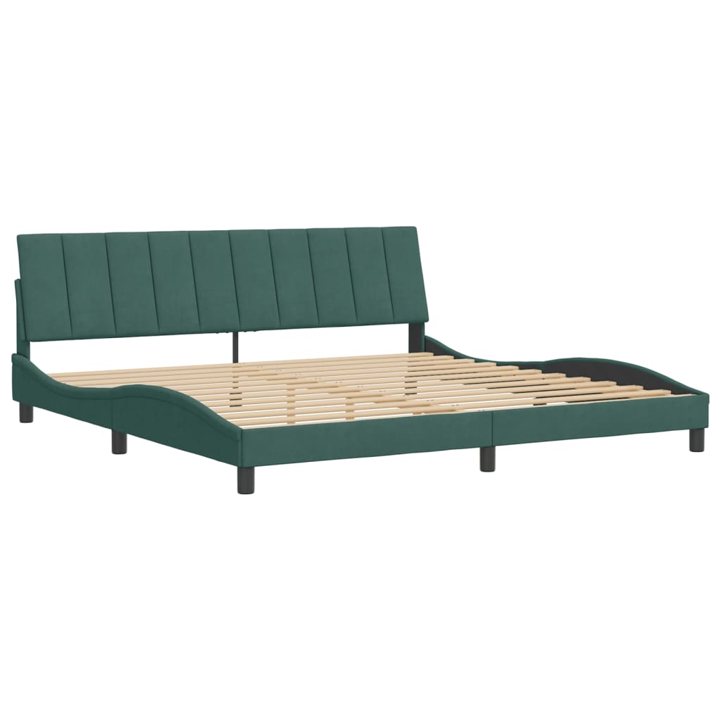 Рамка за легло, тъмнозелена,200x200 см, кадифе