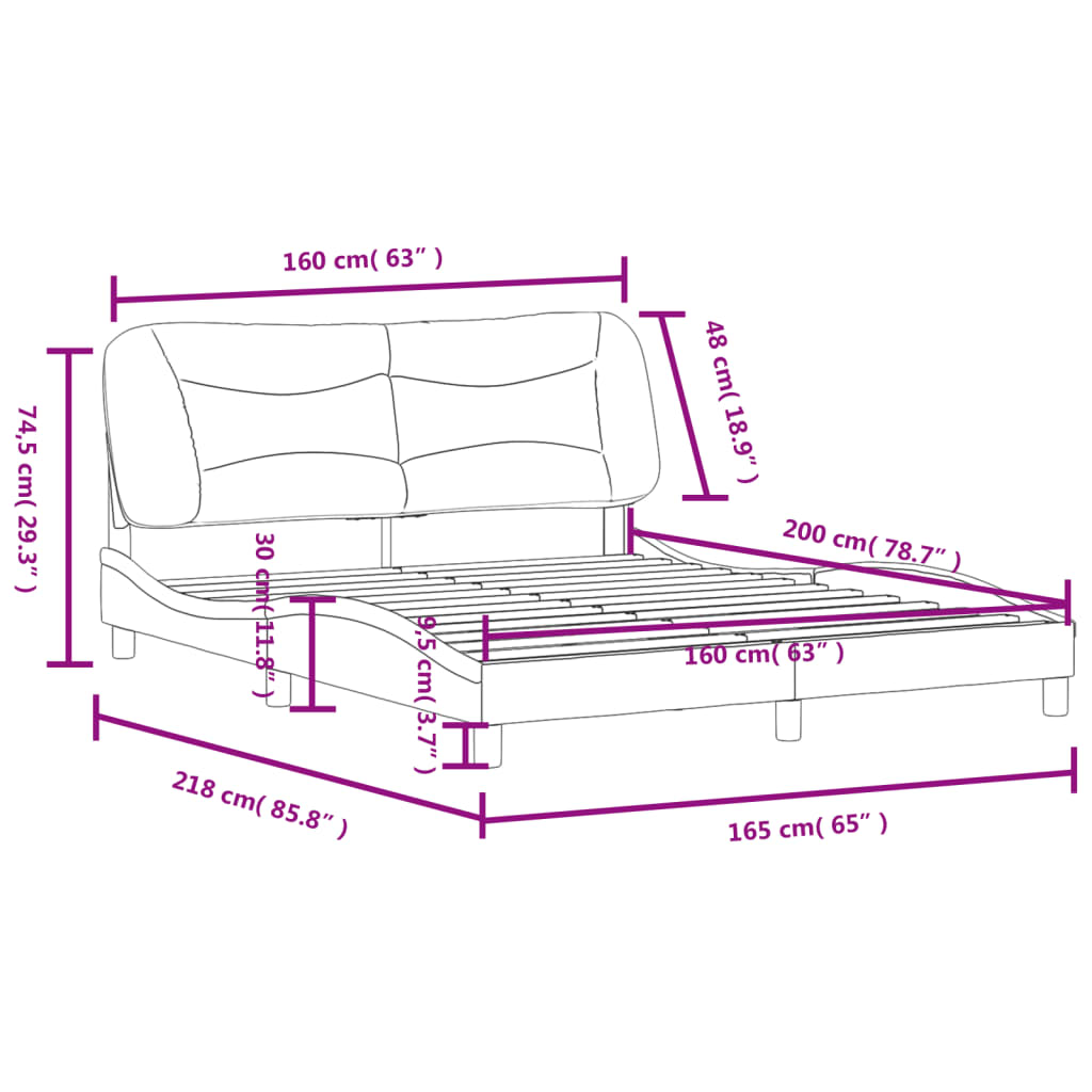 Рамка за легло с табла, капучино, 160x200 см, изкуствена кожа