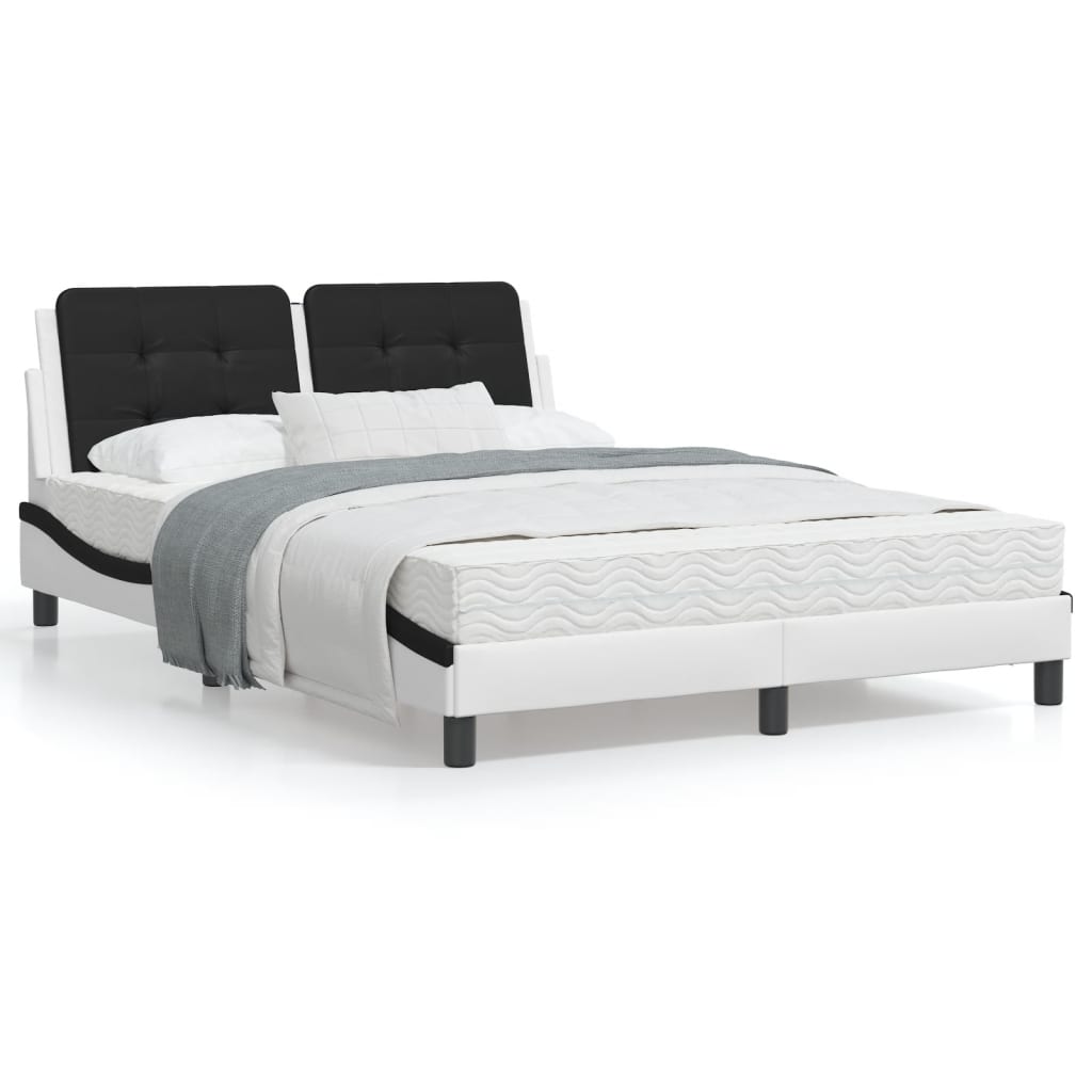 Рамка за легло с табла, бяло-черна, 120x200 см, изкуствена кожа