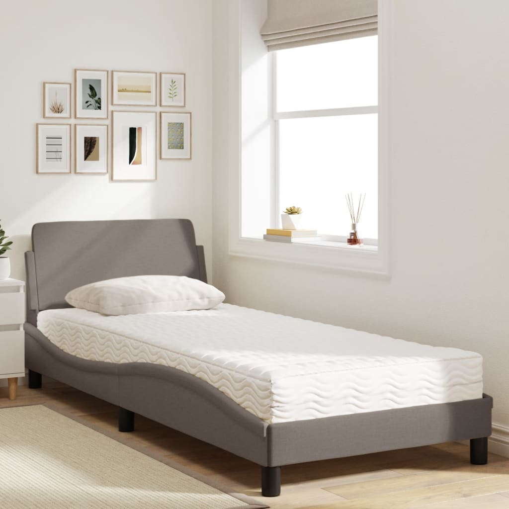 Легло с матрак, таупе, 90x190 см, плат