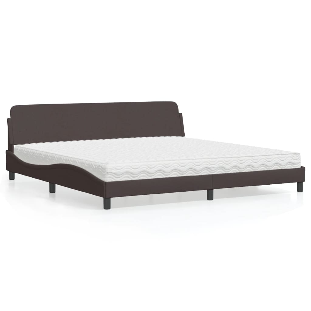 Легло с матрак, тъмнокафяво, 200x200 см, плат