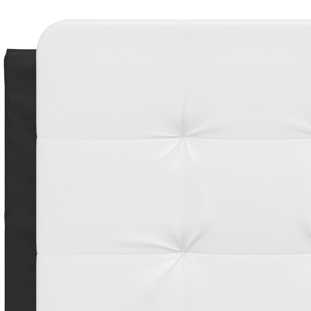 Легло с матрак, черно и бяло, 140x200 см, изкуствена кожа
