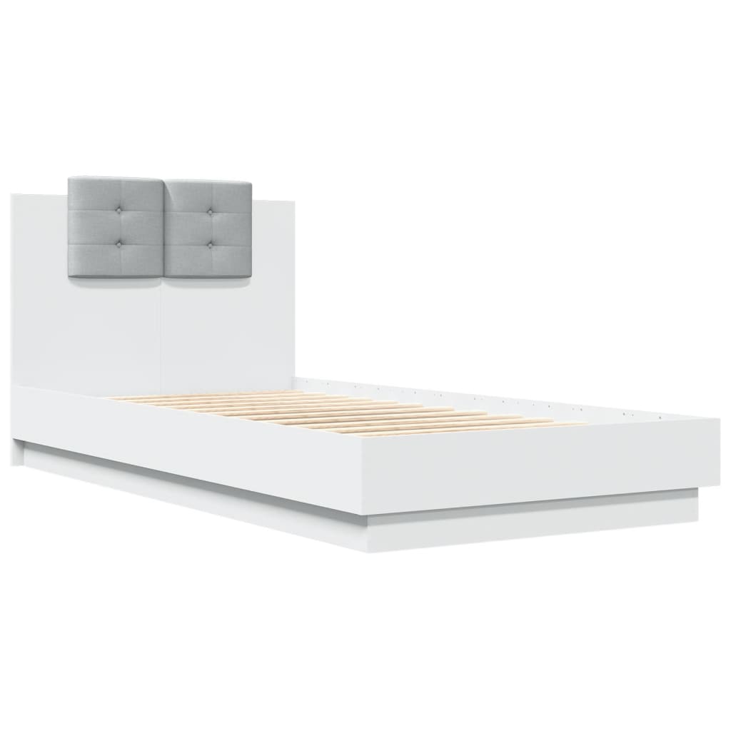 Рамка за легло с табла, бяла, 90x190 см, инженерно дърво