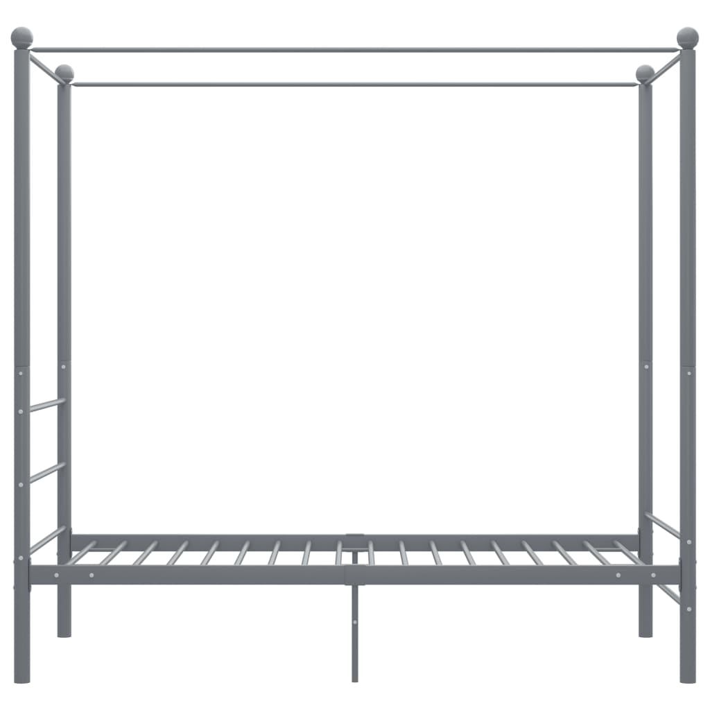 Рамка за легло с балдахин, сива, метал, 90x200 cм