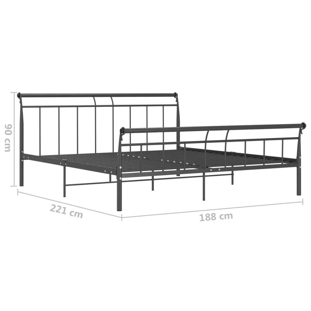 Рамка за легло, черна, метал, 180x200 cм