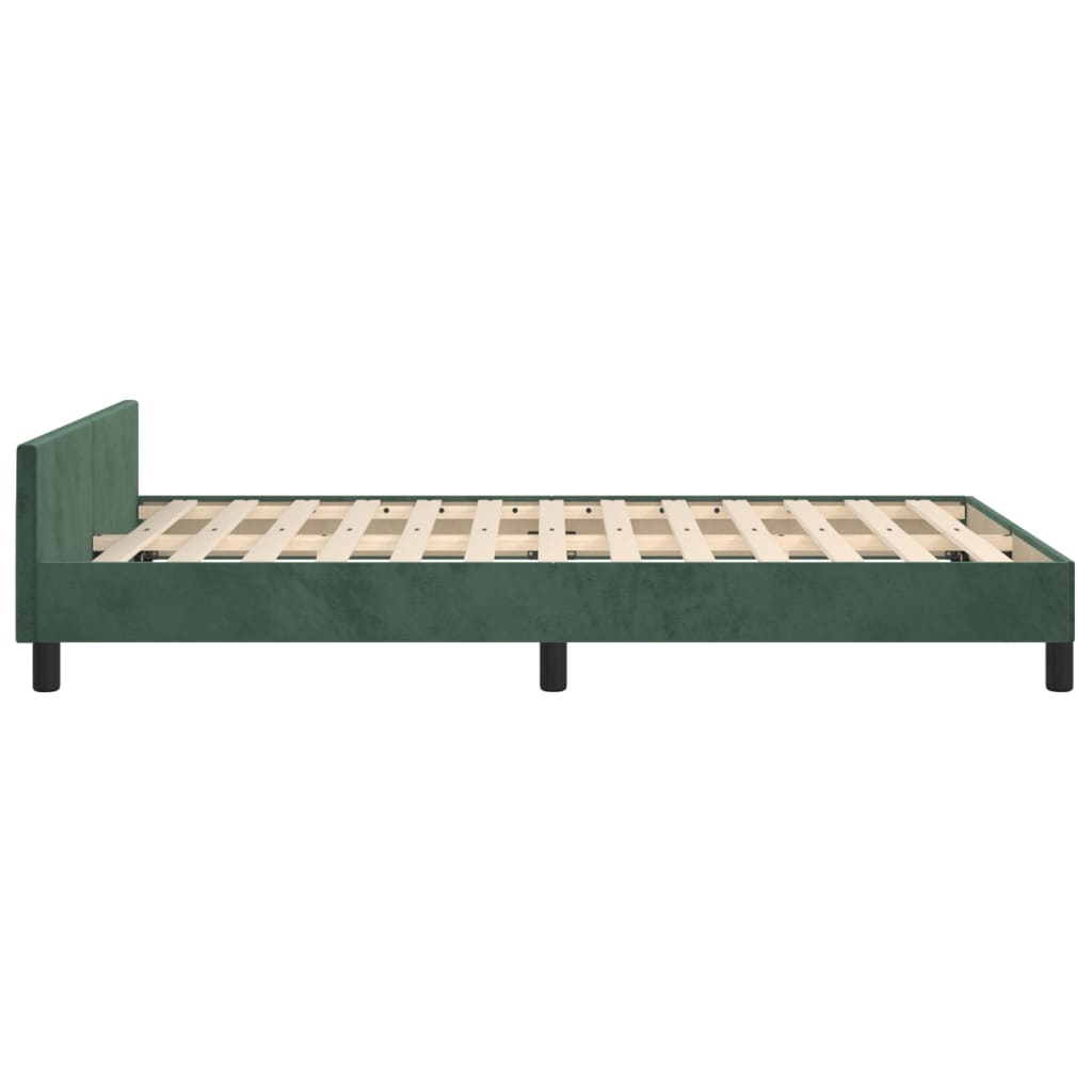 Рамка за легло с табла, тъмнозелена, 120x190 см, кадифе