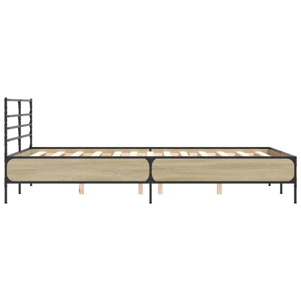 Рамка за легло, дъб сонома, 120x200 см, инженерно дърво и метал